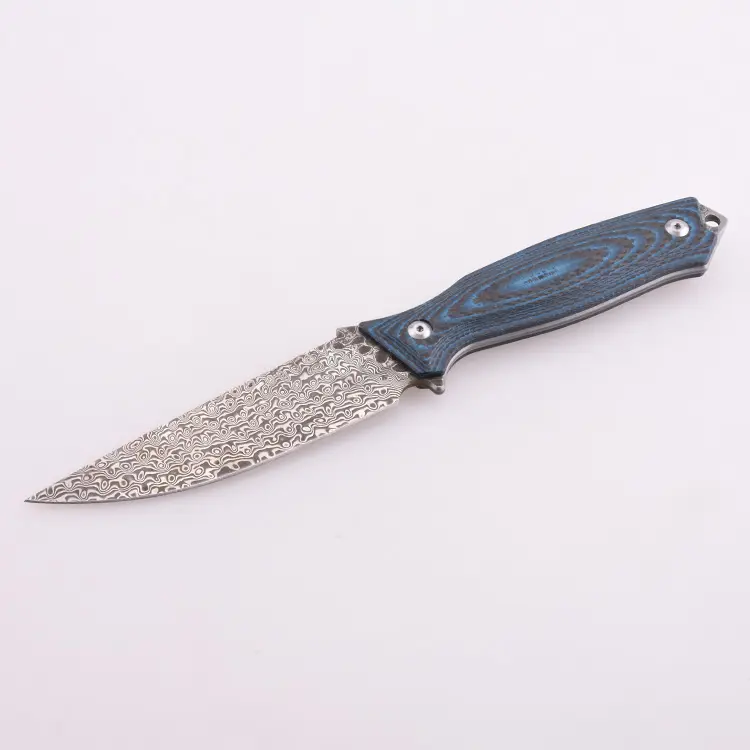 OEM fixed knife 9Cr18MoV Damascus blade G10 with carbon fiber inlayed handle DJ-2503 01