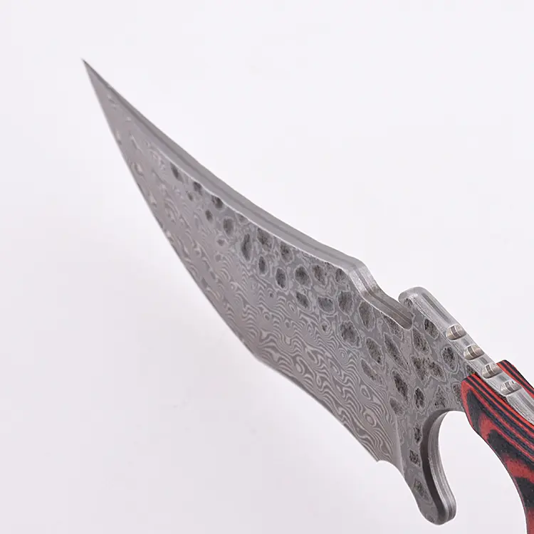 OEM fixed knife 9Cr18MoV Damascus blade double G10 handle orihinal na disenyo DJ-2506A1