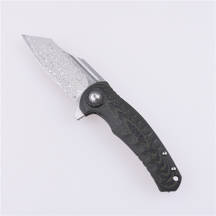 Shieldon Folding Pocket Knife 9Cr18Mov 67-Layer Damascus Steel Blade G10 + Carbon Fiber Handle 7093D