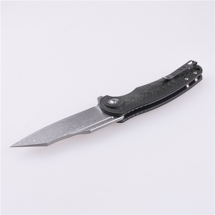 Shieldon Folding Pocket Knife 9Cr18Mov 67-Layer Damascus Steel Blade G10 + Carbon Fiber Handle 7093D