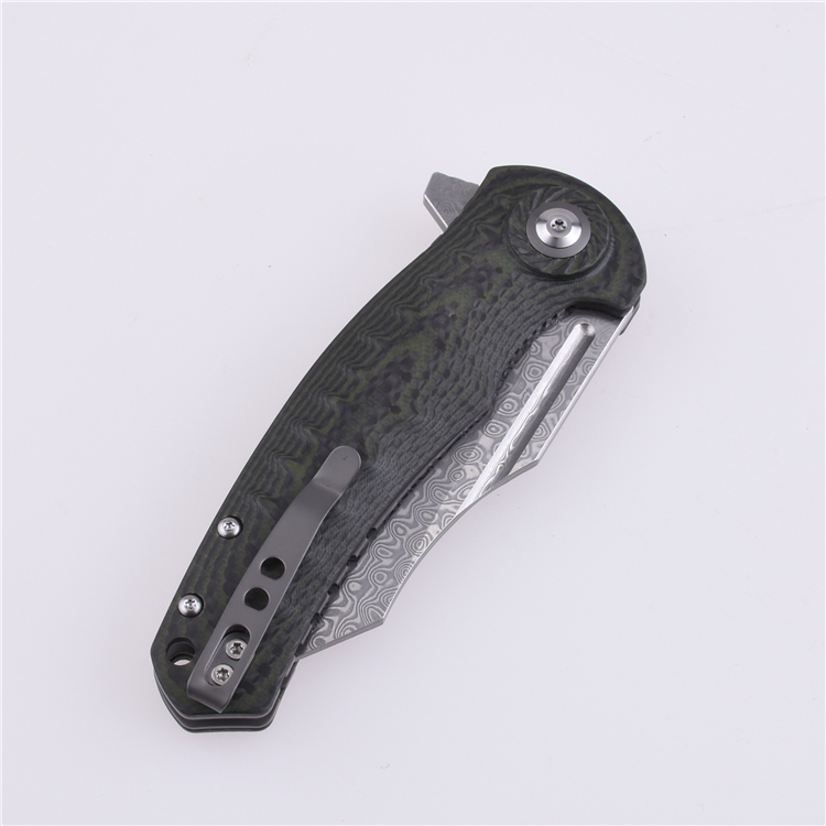 Shieldon Folding Pocket Knife 9Cr18Mov 67-Layer Damascus Steel Blade G10 + Carbon Fiber Handle 7093D