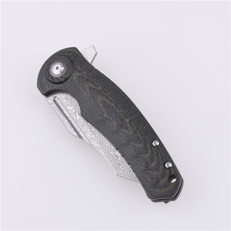 Shieldon Folding Pocket Knife 9Cr18Mov 67-Layer Damascus Steel Blade G10 + Carbon Fiber Handle 7093D