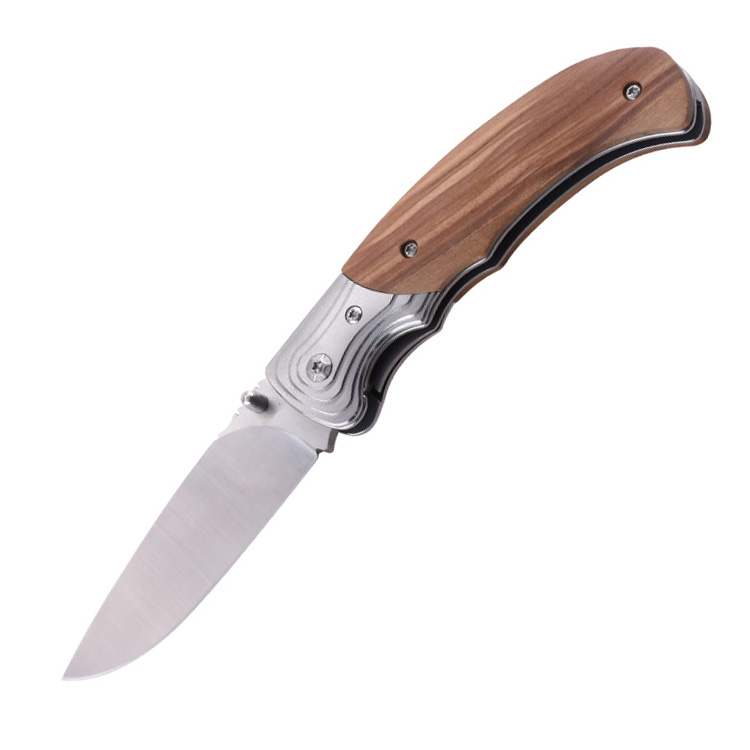 OEM Складной карманный нож Olive 7Cr13MoV Лезвие с деревянной ручкой GC-17927OL