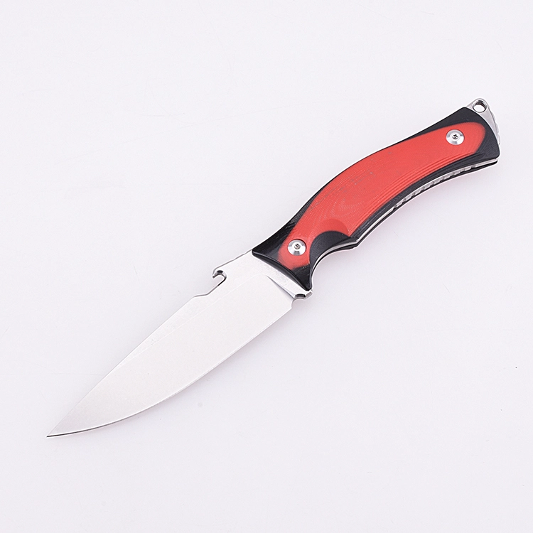 Coltello a lama fissa con lama D2 OEM Maniglia G10 rosso vino DJ-2501P