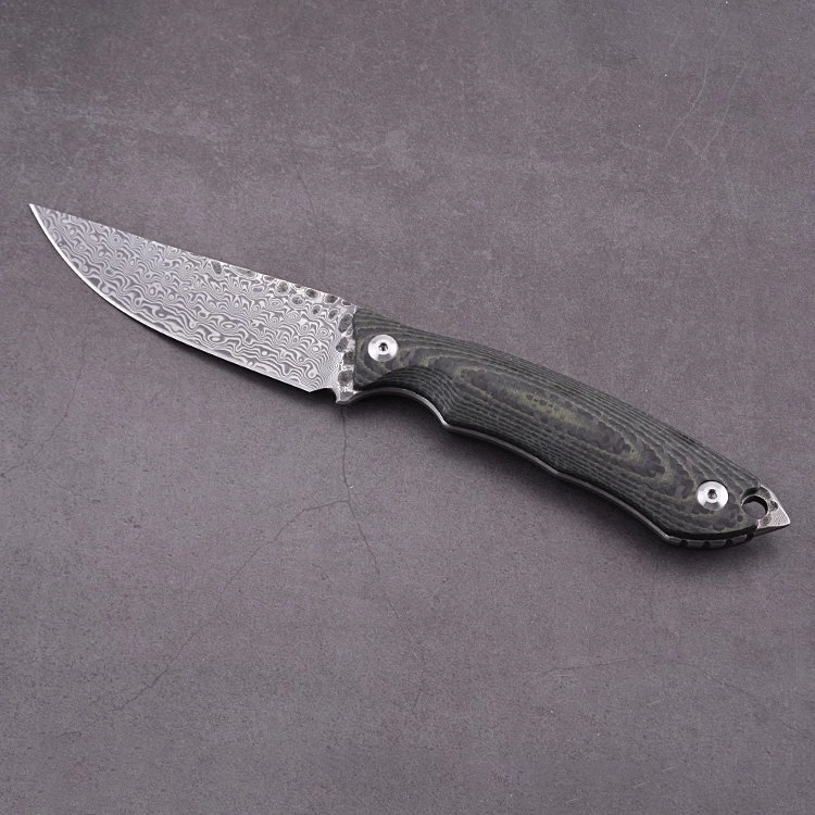 Prodotto OEM Coltello a lama fissa Damasco Lama G10 Maniglia DJ-2502