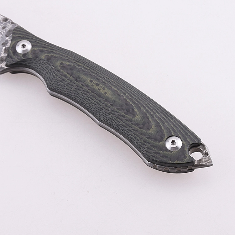 Prodotto OEM Coltello a lama fissa Damasco Lama G10 Maniglia DJ-2502