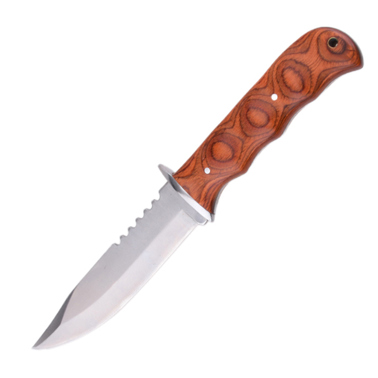 Couteau de chasse fixe OEM 3Cr13 Lame manche en bois JM-1026