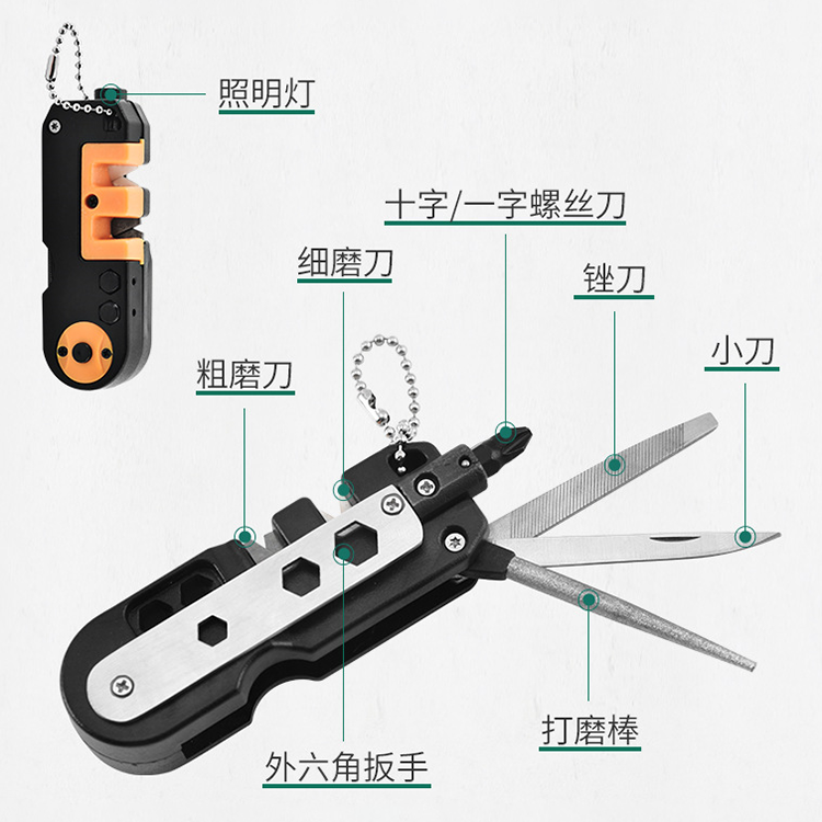 Wholesale EDC 10 multi functions bike repair sharpener portable use YJ-2229 05