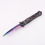 OEM folding knives 3Cr blade anodized aluminum handle rainbow titanium coating finish LS-2567-A