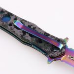 OEM folding knives 3Cr blade anodized aluminum handle rainbow titanium coating finish LS-2567-A