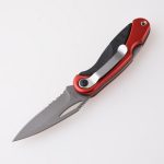 Coltello chiudibile OEM rivestimento rosso acciaio inossidabile + manico in plastica lama seghettata lockback HF-KS19