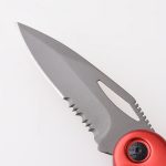 Coltello chiudibile OEM rivestimento rosso acciaio inossidabile + manico in plastica lama seghettata lockback HF-KS19