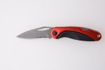 Coltello chiudibile OEM rivestimento rosso acciaio inossidabile + manico in plastica lama seghettata lockback HF-KS19