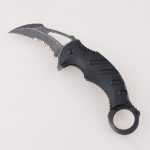 OEM folding knives Hawkbill blade neck semi-serrated cutting blackened stonewash FR-0502