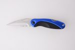 OEM Folding knives blue coating stainless steel + PP handle serrated blade lockback HF-KS19