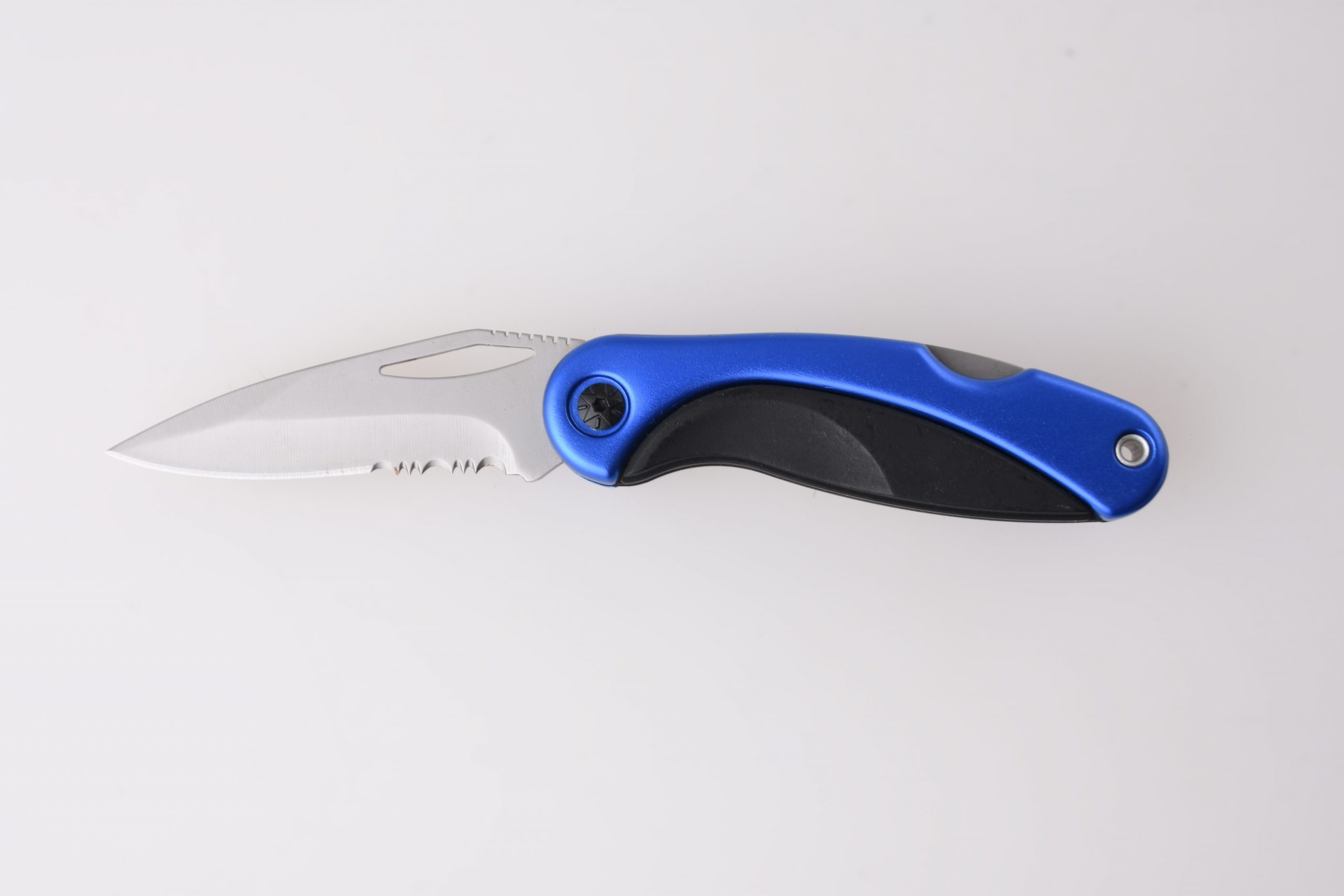 OEM Folding knives blue coating stainless steel + PP handle serrated blade lockback HF-KS19