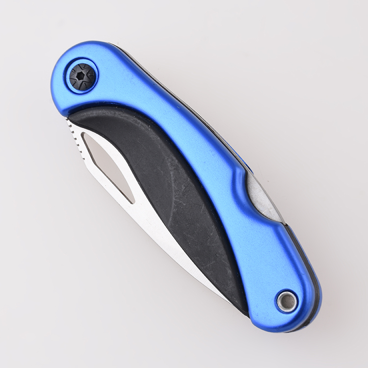 OEM Folding knives blue coating stainless steel + PP handle serrated blade lockback HF-KS19