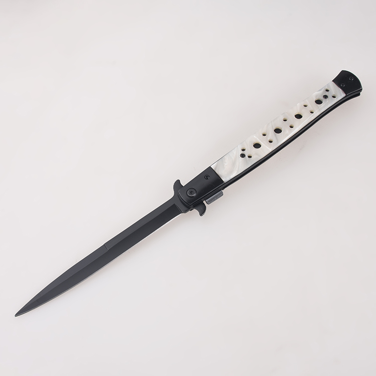 OEM folding knives long black blade crystal acrylic handle switchblade automatic open FR-0511