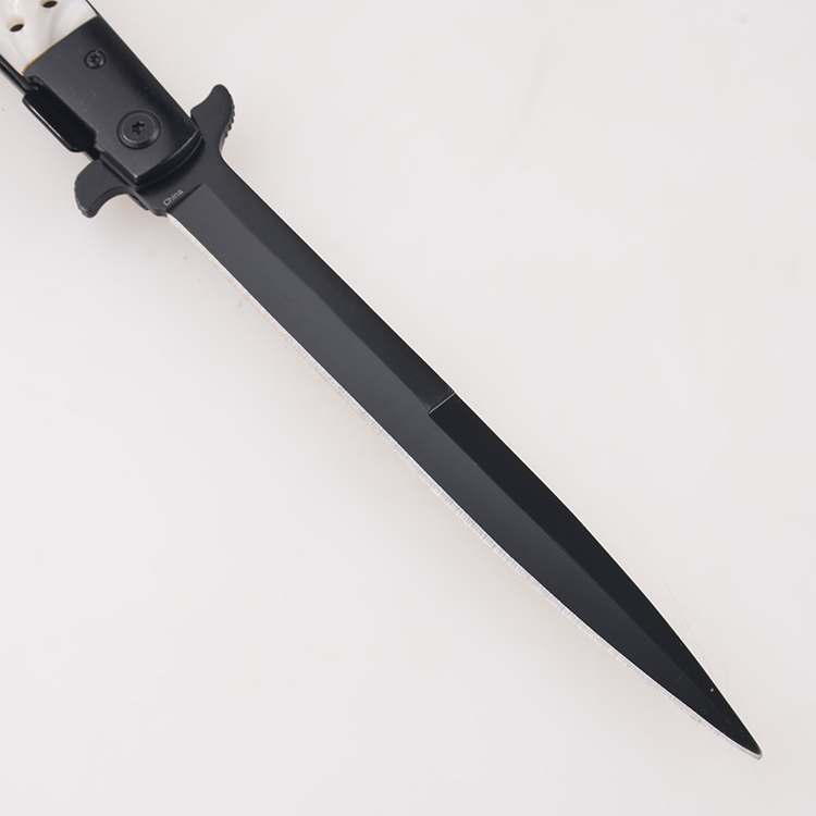 OEM folding knives long black blade crystal acrylic handle switchblade automatic open FR-0511