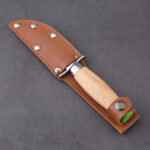 ZY-2403 fixed blade scout knife leather belt sheath wood handle s11