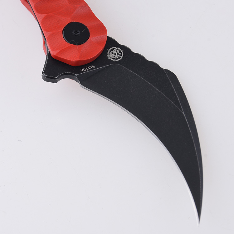 DC01D Scythe 154CM blackwash red G10 s07