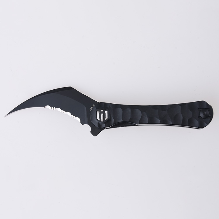 DC01H Scythe 154CM serrated black rock pattern PEI s08