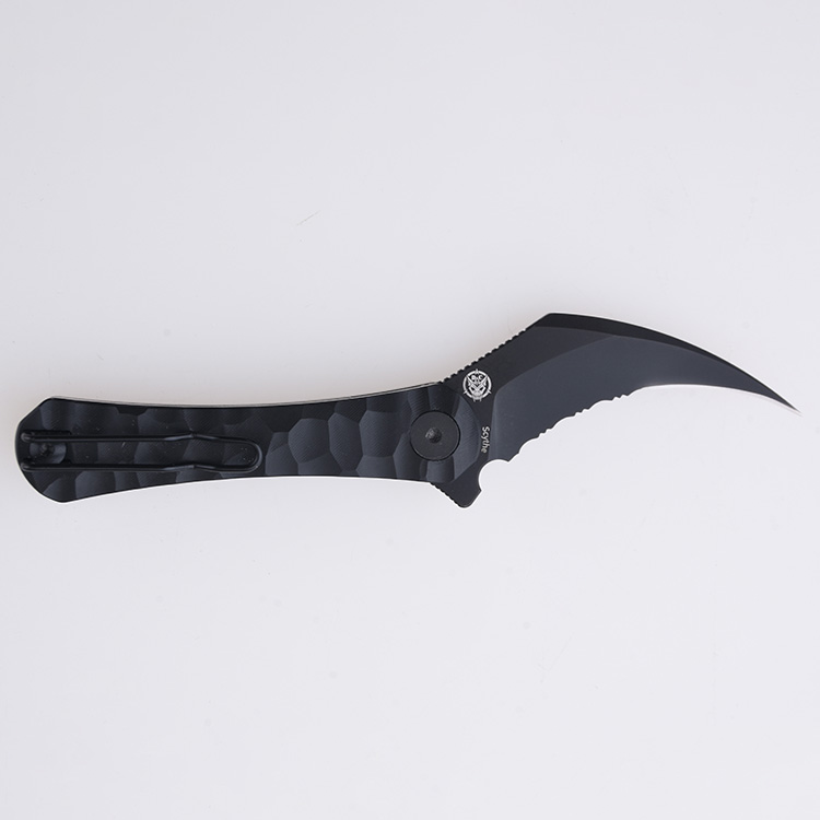 DC01H Scythe 154CM serrated black rock pattern PEI s09