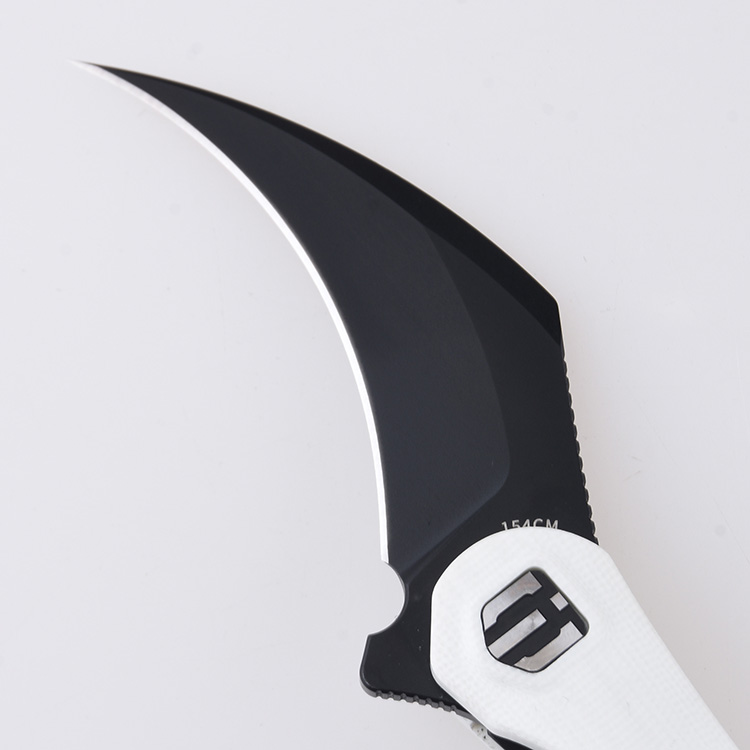 DC01I Scythe 154CM black titanium coating white G10 s04