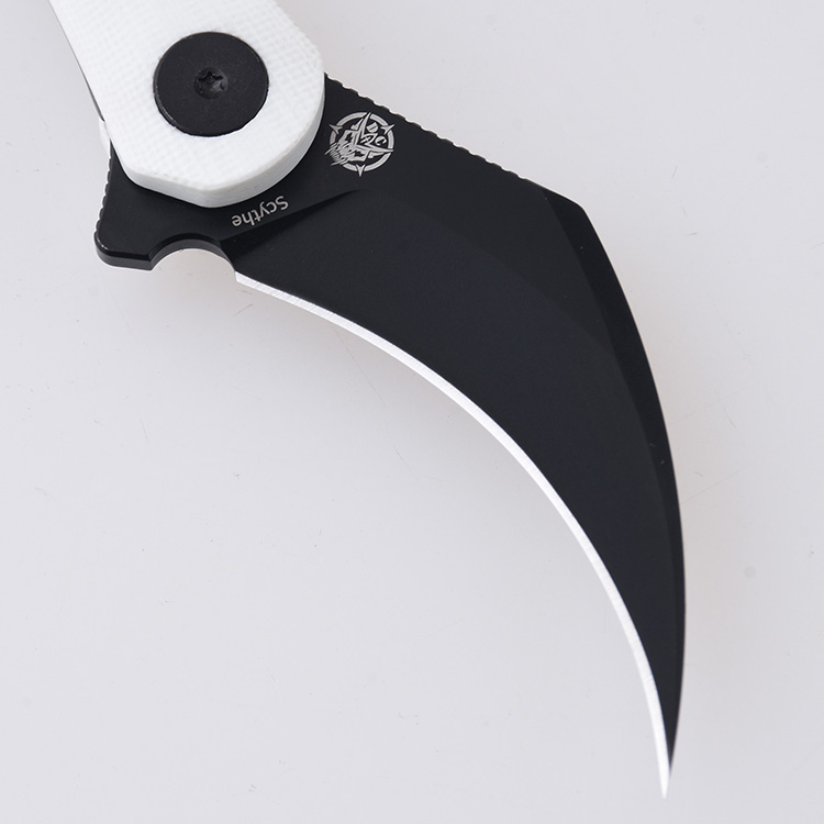 DC01I Scythe 154CM black titanium coating white G10 s07