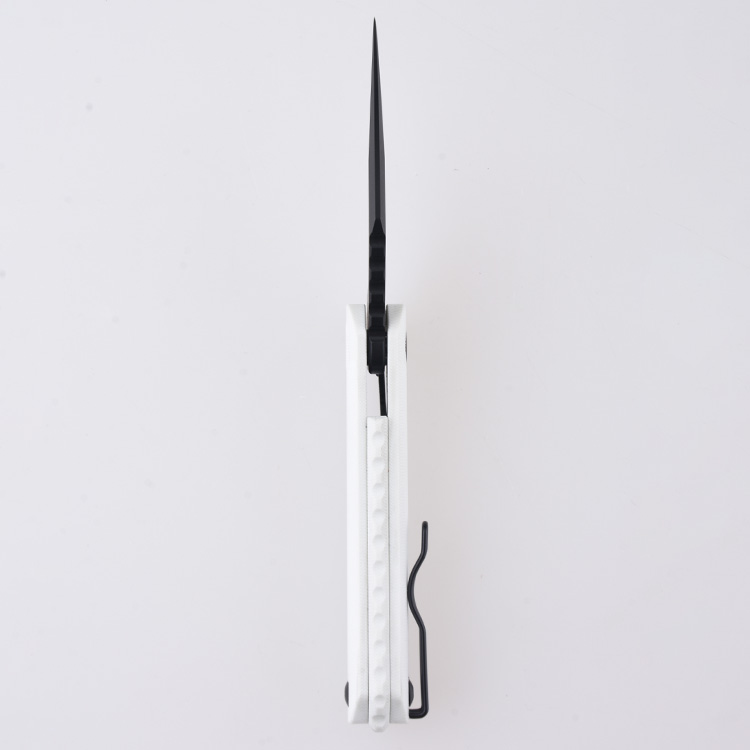 DC01M Scythe 154CM black titanium coating white G10 s05