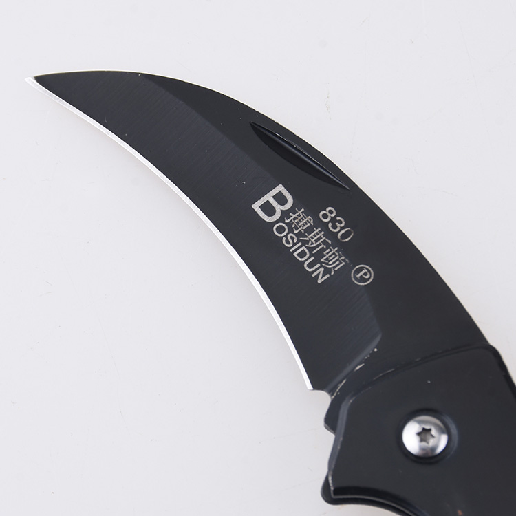 XH-2503 folding knife hawkbill karambit style blade ring s03