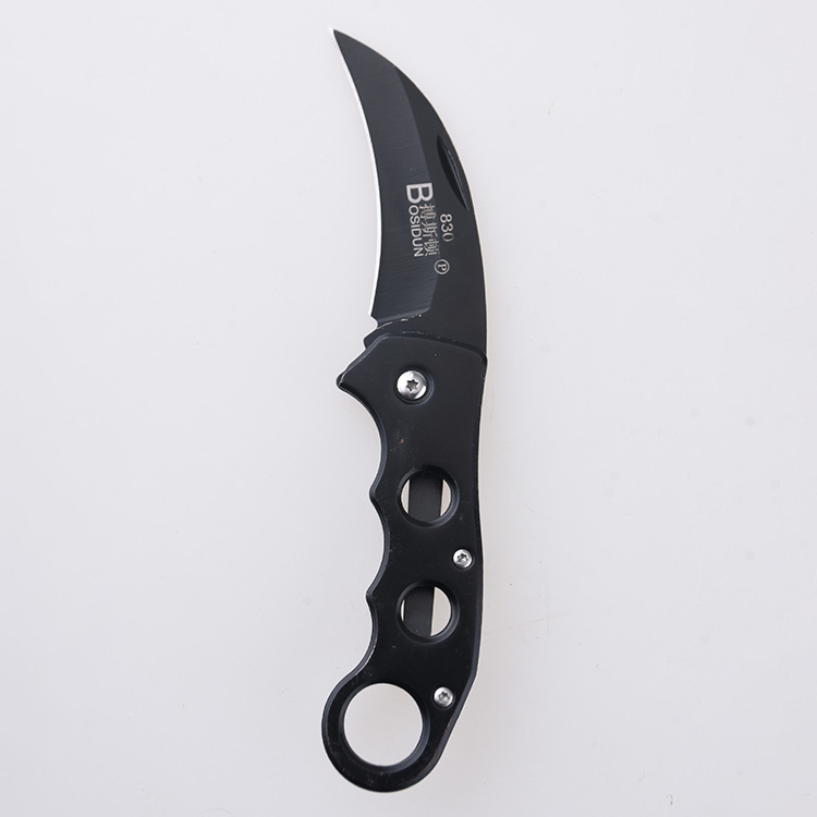 XH-2503 folding knife hawkbill karambit style blade ring s07