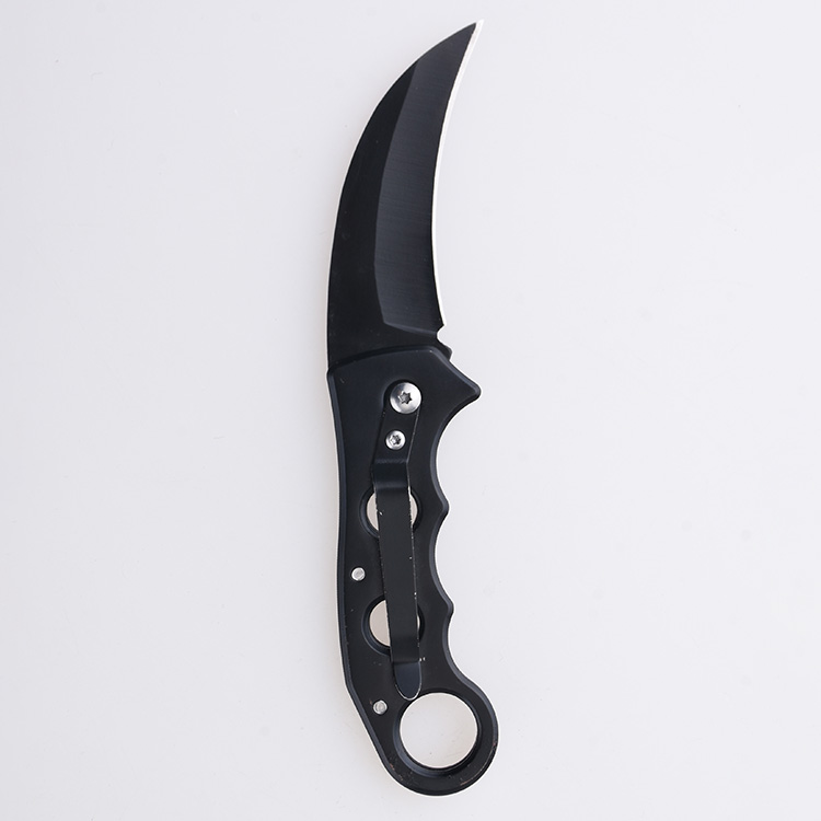 XH-2503 folding knife hawkbill karambit style blade ring s08