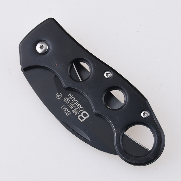 XH-2503 folding knife hawkbill karambit style blade ring s09