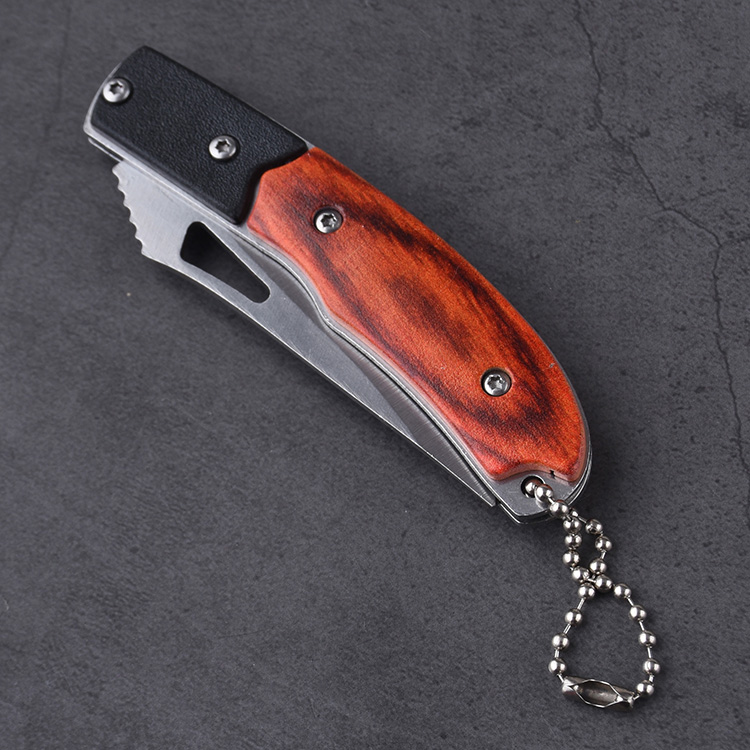 HU-2513 folding knife plastic wood color handle stock r01