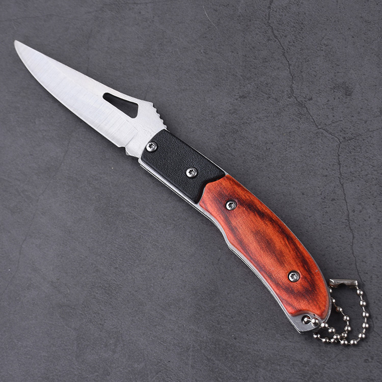 HU-2513 folding knife plastic wood color handle stock r02