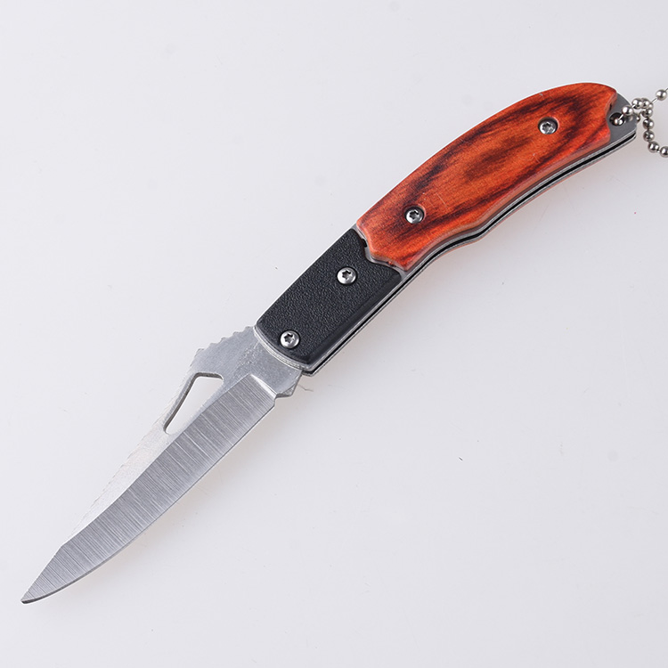 HU-2513 folding knife plastic wood color handle stock r05