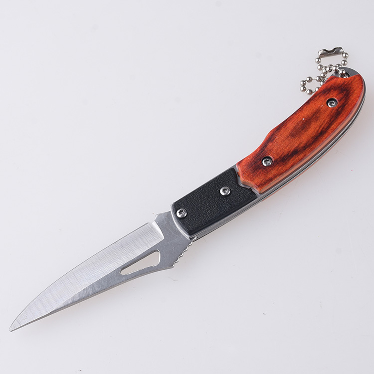 HU-2513 folding knife plastic wood color handle stock r06