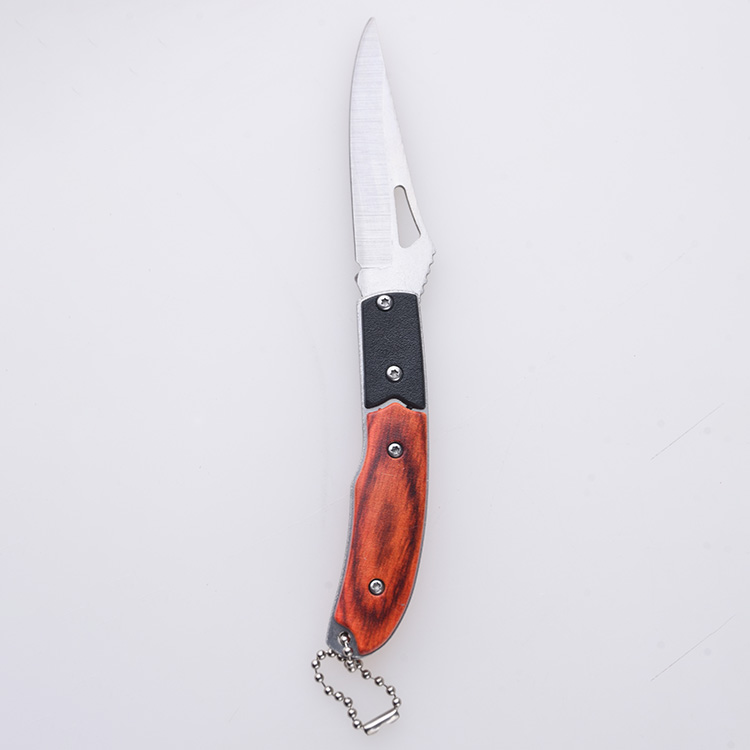 HU-2513 folding knife plastic wood color handle stock r10