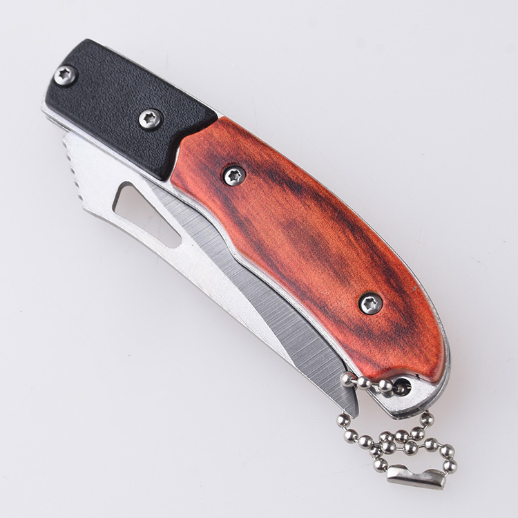 HU-2513 folding knife plastic wood color handle stock r11