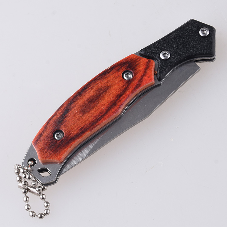 HU-2514 folding knife plastic wood color handle stock s12