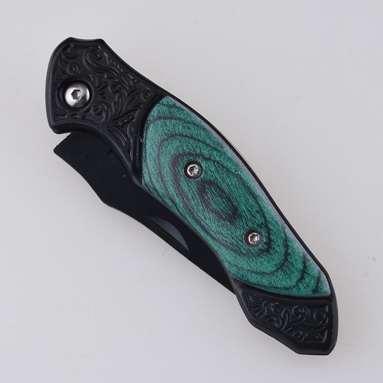 HU-2535 folding knife PP green wood handle wholesale source s10