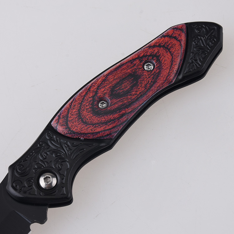 HU-2537 folding knife PP red wood handle wholesale source s05