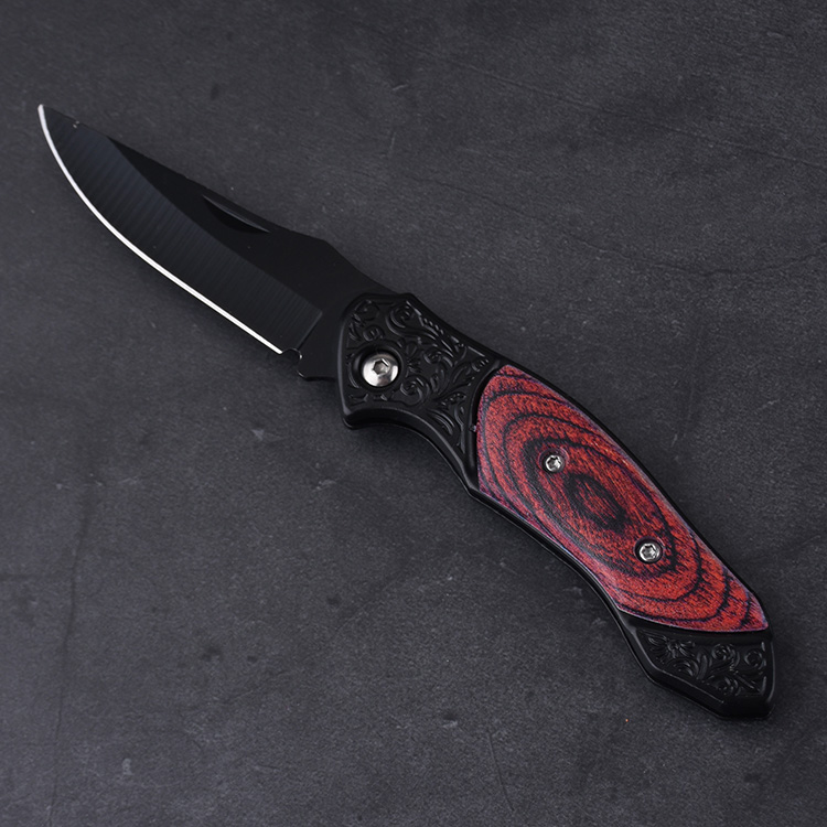 HU-2537 folding knife PP red wood handle wholesale source s09