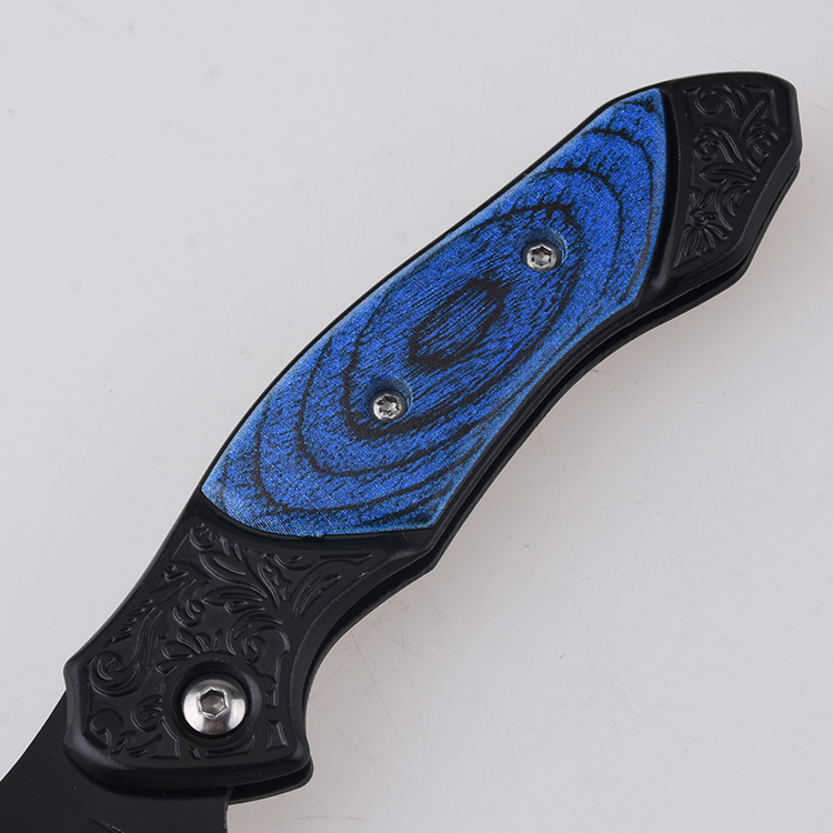 HU-2538 folding knife PP blue wood handle wholesale source s05