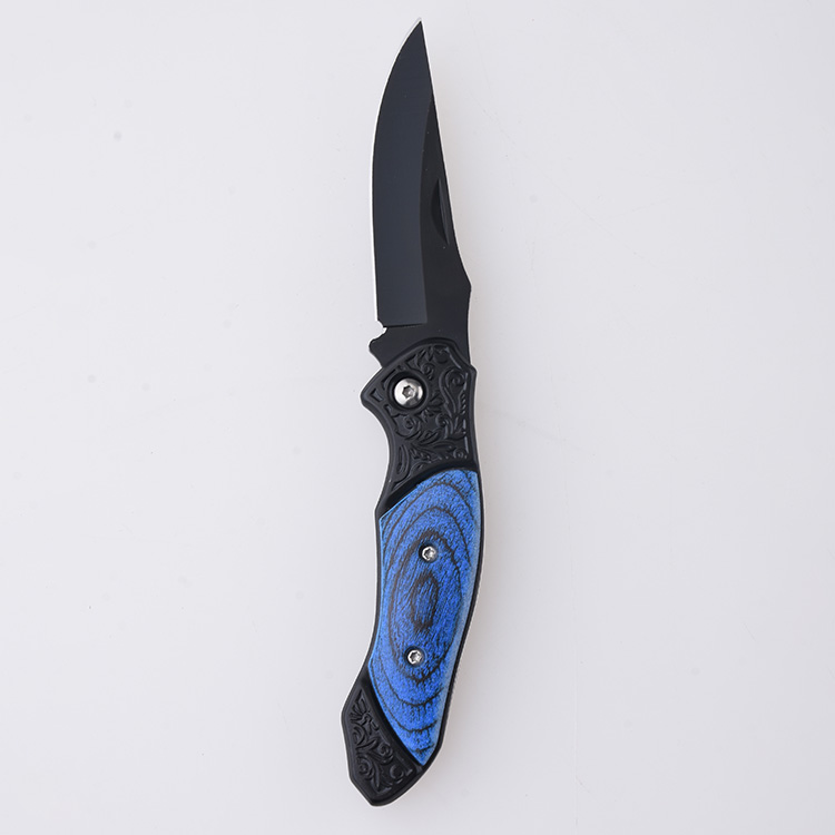 HU-2538 folding knife PP blue wood handle wholesale source s07