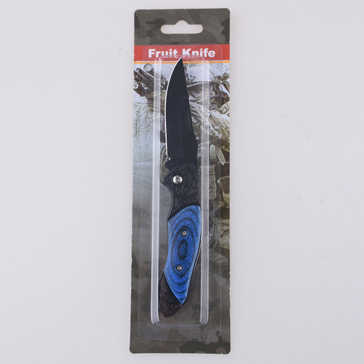 HU-2538 folding knife PP blue wood handle wholesale source s08